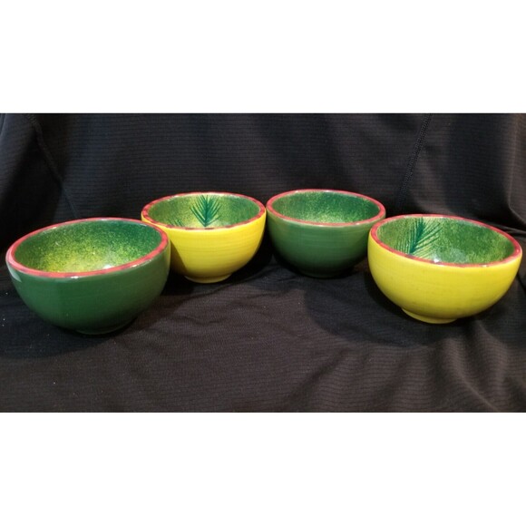 Set of Four (4) Dept 56 Condiment Bowls Holiday Christmas Hand Painted 3-1/8"dia - Picture 1 of 10